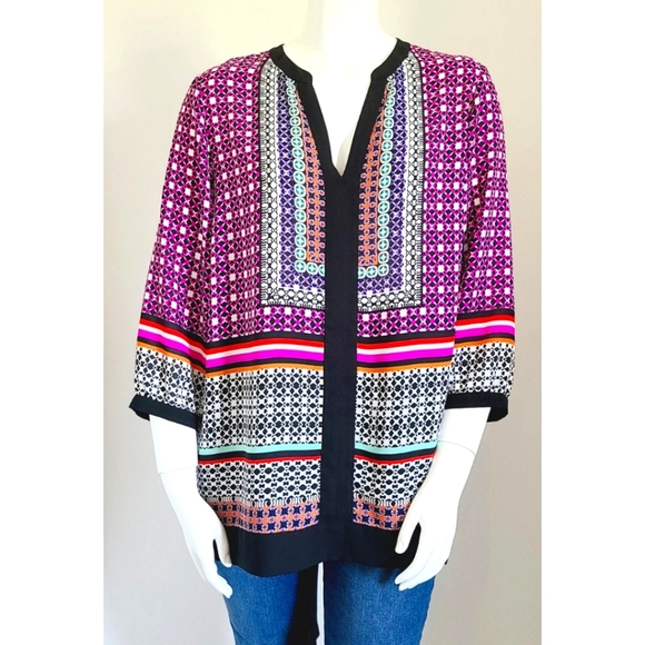 XL NYDJ Pintuck  3/4 Sleeve Blouse - Picture 1 of 11